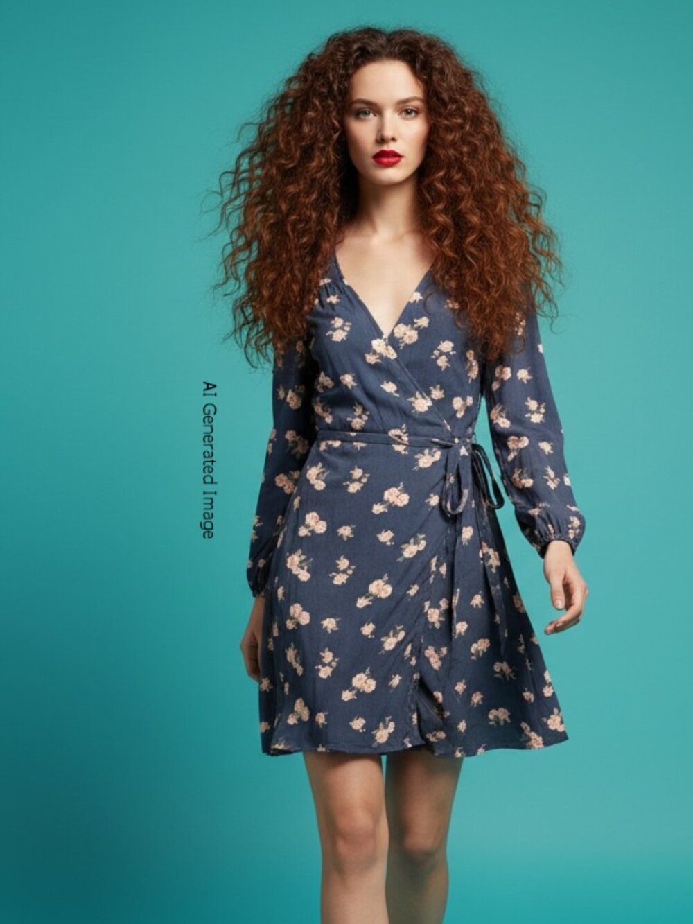 American Eagle Floral V-Neck Casual Boho Wrap Dress Size M